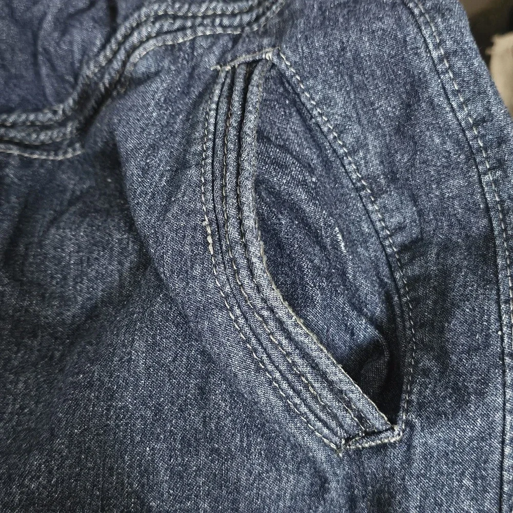 Women Jeans Skirt‎ Large 12/14 Long A-Line Cotton Blend Elastic Waistband 529